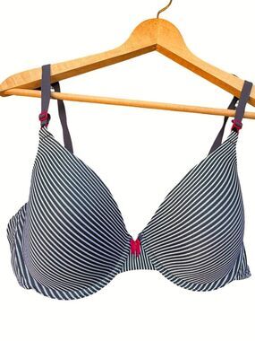 Maidenform Black White Pink Pinstriped T-shirt Bra #07959 size 38D